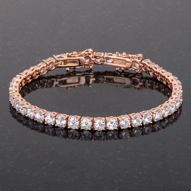 Lovcia Rose Gold Tennis Bracelet with 17.6 Ct Round Cubic Zirconia-Bracelets-