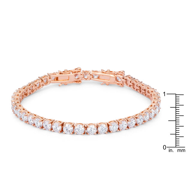 Lovcia Rose Gold Tennis Bracelet with 17.6 Ct Round Cubic Zirconia-Bracelets-