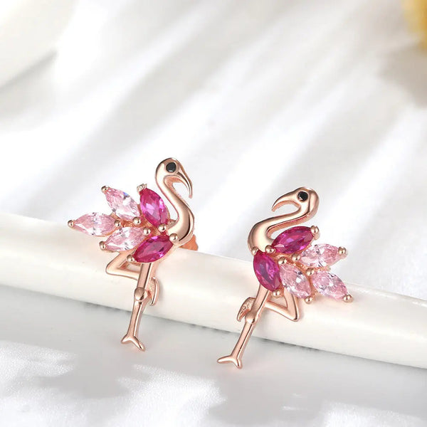 Lovcia Rose Gold Three-Dimensional Sterling Silver Animal Earrings for Women-Earrings-925silver-925silver