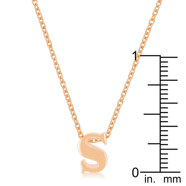 Lovcia Rose Gold Tone Alphabet S Necklace-Pendants-