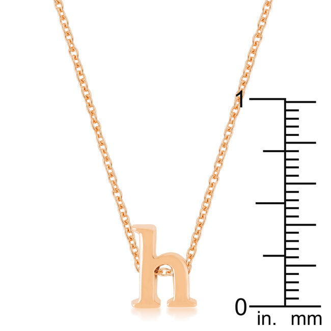 Lovcia Rose Gold Tone H Alphabet Charm Necklace-Pendants-