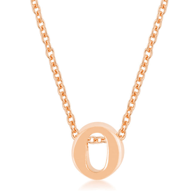 Lovcia Rose Gold Tone Initial O Necklace Pendant-Pendants-