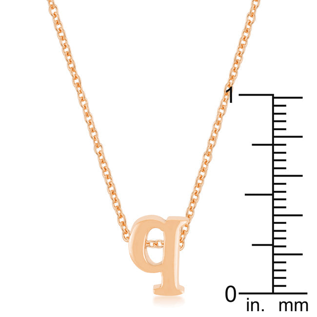 Lovcia Rose Gold Tone Initial Q Necklace-Pendants-