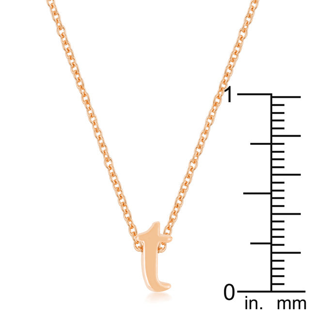 Lovcia Rose Gold Tone Initial T Necklace-Pendants-
