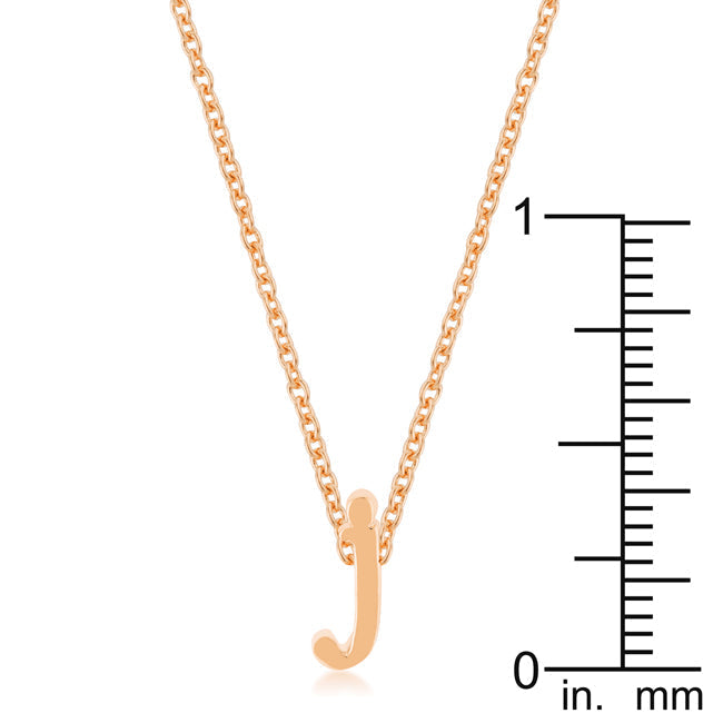 Lovcia Rose Gold Tone J Initial Necklace-Pendants-