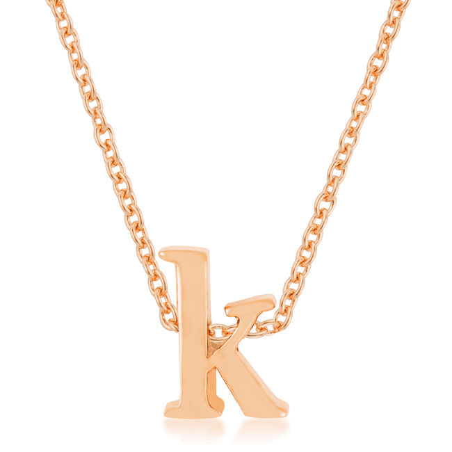 Lovcia Rose Gold Tone 'K' Initial Necklace-Pendants-