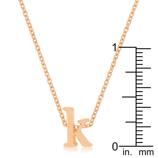 Lovcia Rose Gold Tone 'K' Initial Necklace-Pendants-