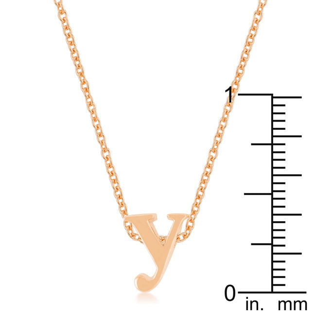 Lovcia Rose Gold Tone Y Initial Necklace-Pendants-