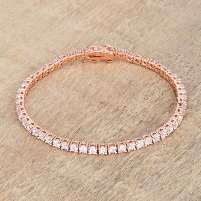 Lovcia Rose Goldtone 5.75ct Cubic Zirconia Round Tennis Bracelet-Bracelets-