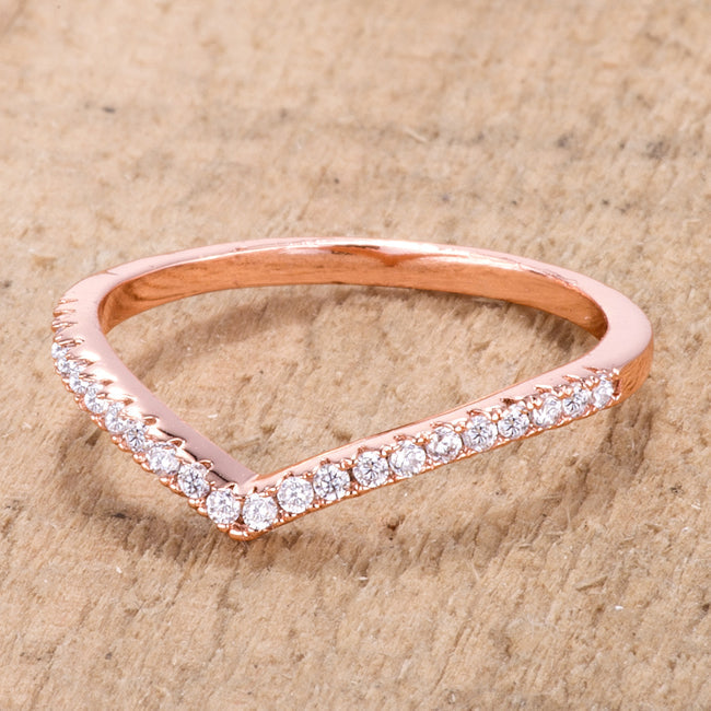 Lovcia Rose Goldtone Chevron CZ Ring - .22Ct-Rings-5-5