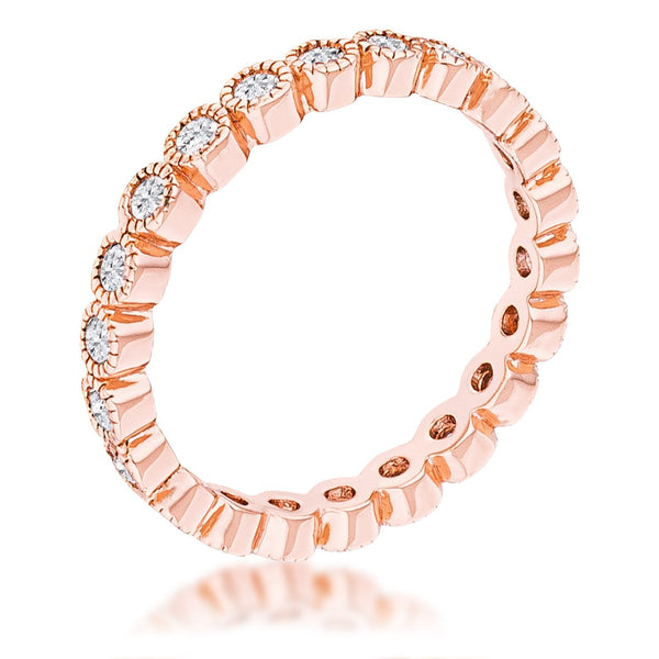 Lovcia Rose Goldtone Dotted CZ Bezel Eternity Band-Rings-5-5