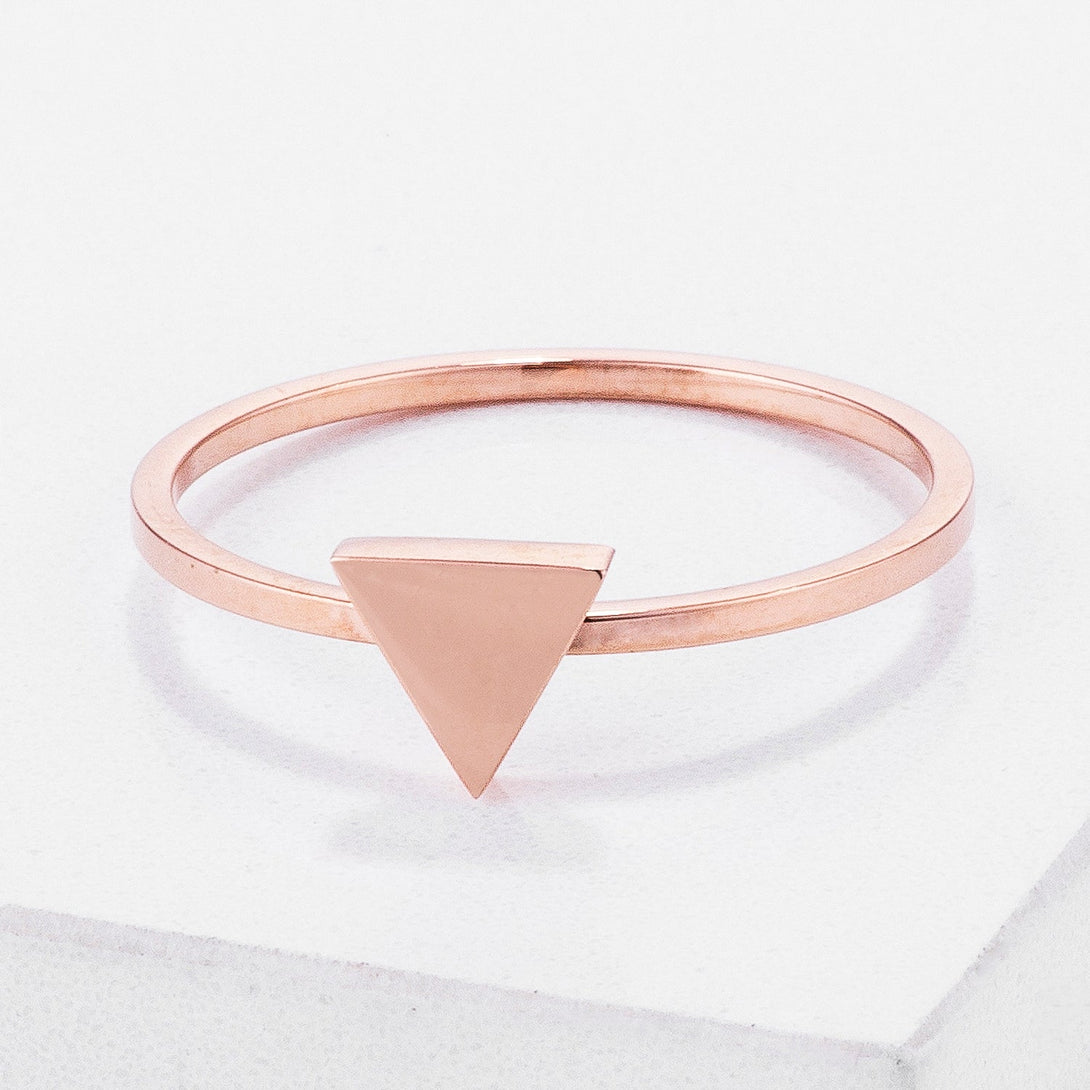 Lovcia Rose Goldtone Plated Stainless Steel Triangle Stacking Ring-Rings-5-5