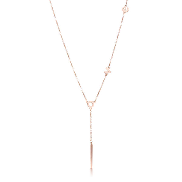Lovcia Rose Goldtone Stainless Steel LOVE Pendant Necklace-Necklaces-