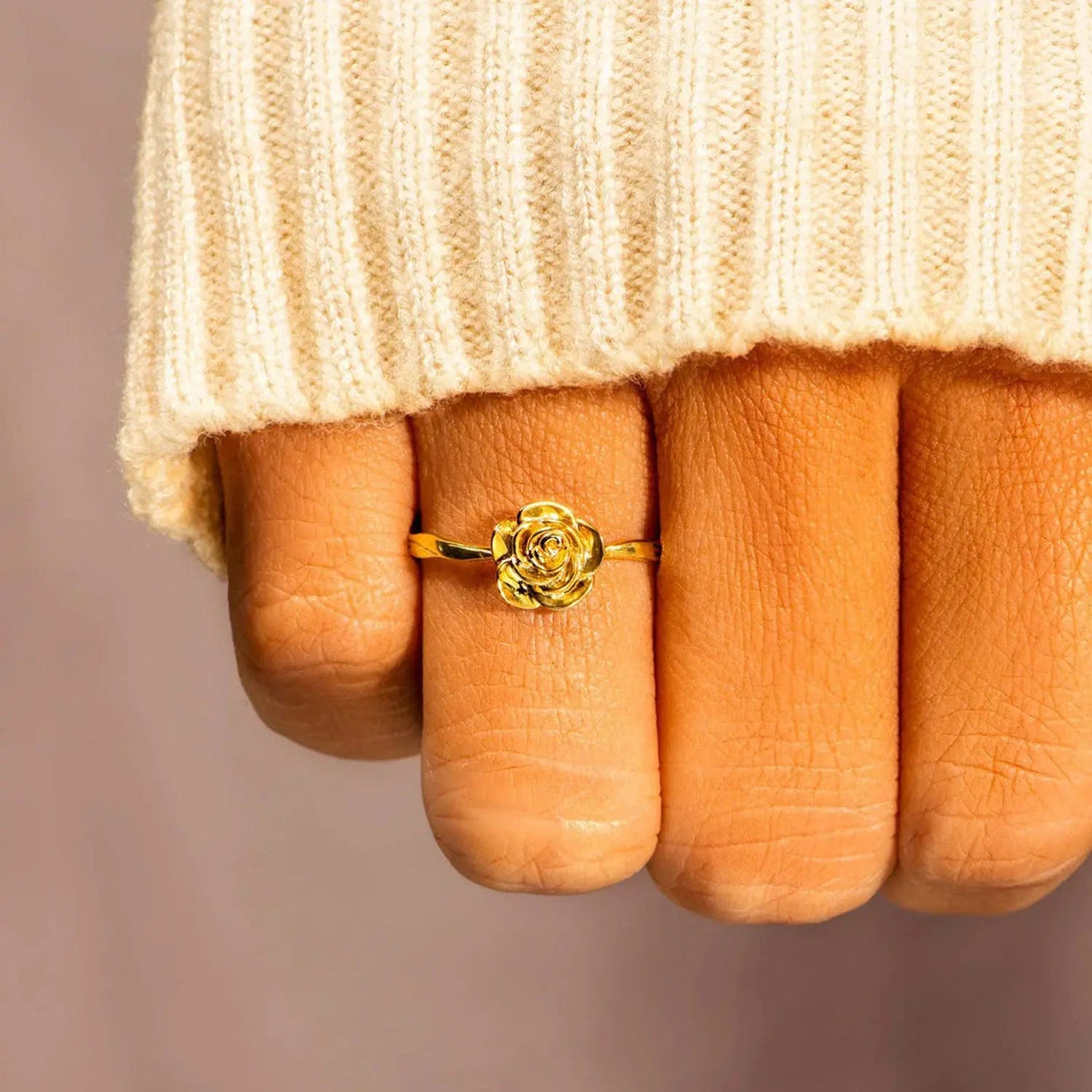 Lovcia Rose Shape 18K Gold-Plated Ring-Rings-Gold-6-Gold