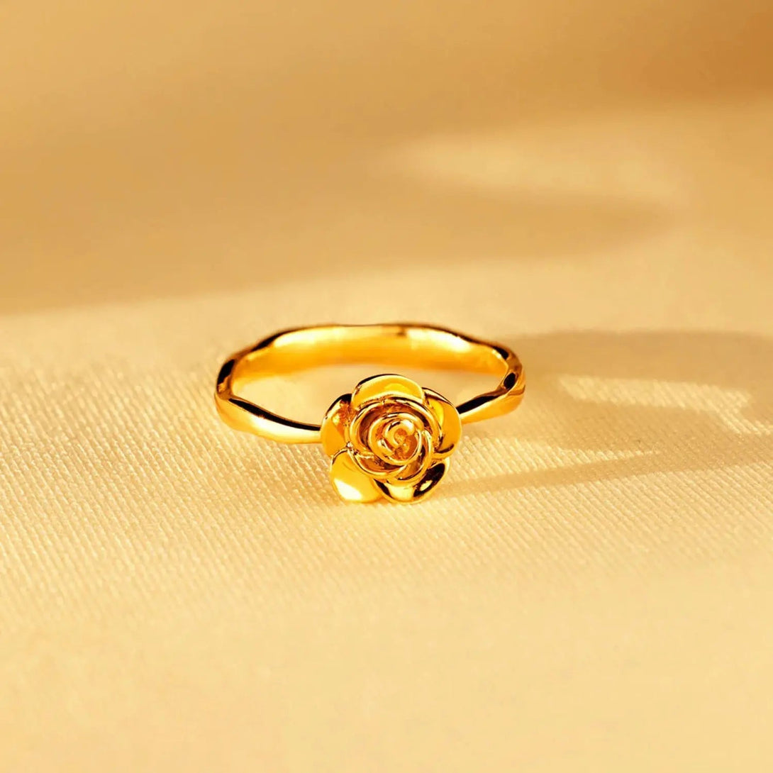 Lovcia Rose Shape 18K Gold-Plated Ring-Rings-Gold-6-Gold