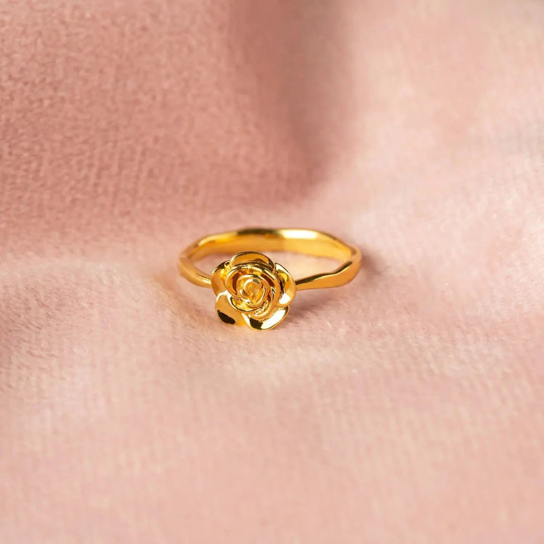 Lovcia Rose Shape 18K Gold-Plated Ring-Rings-Gold-6-Gold