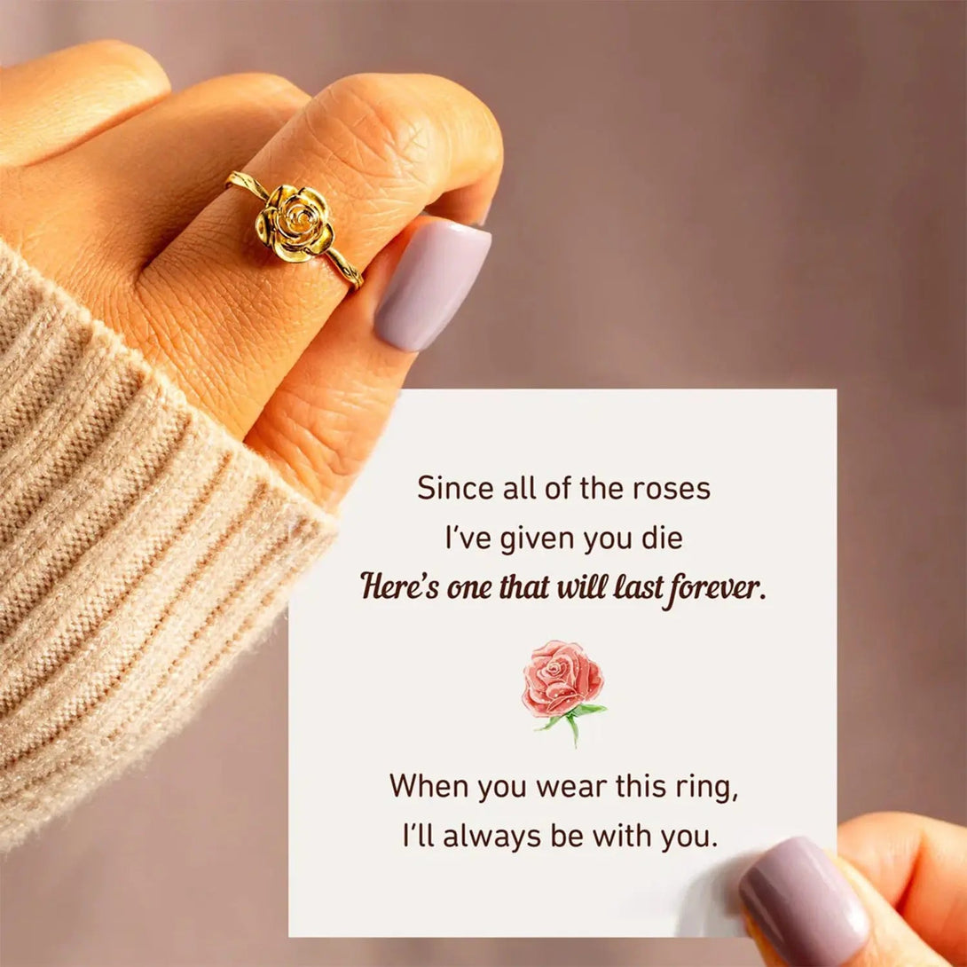 Lovcia Rose Shape 18K Gold-Plated Ring-Rings-Gold-6-Gold