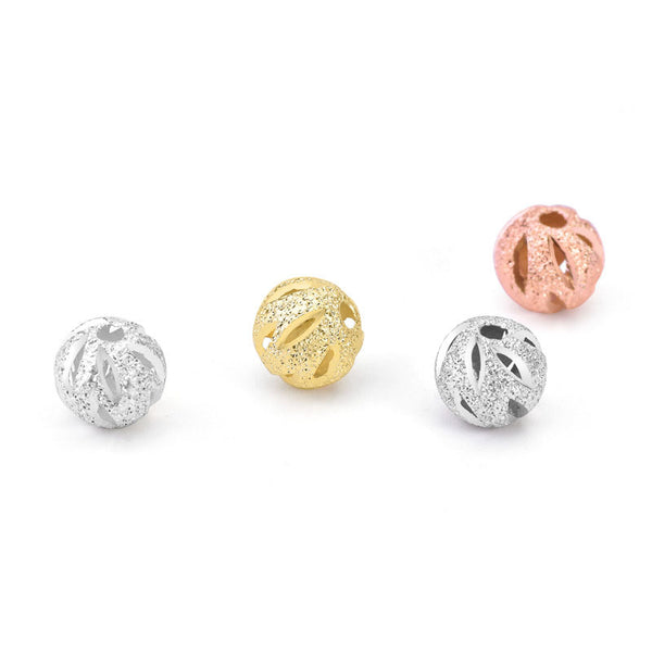 Lovcia Round Hollow 925 Silver DIY Bead 6mm Gold Plated-Jewelry Making Kits-Rose Gold-Rose Gold