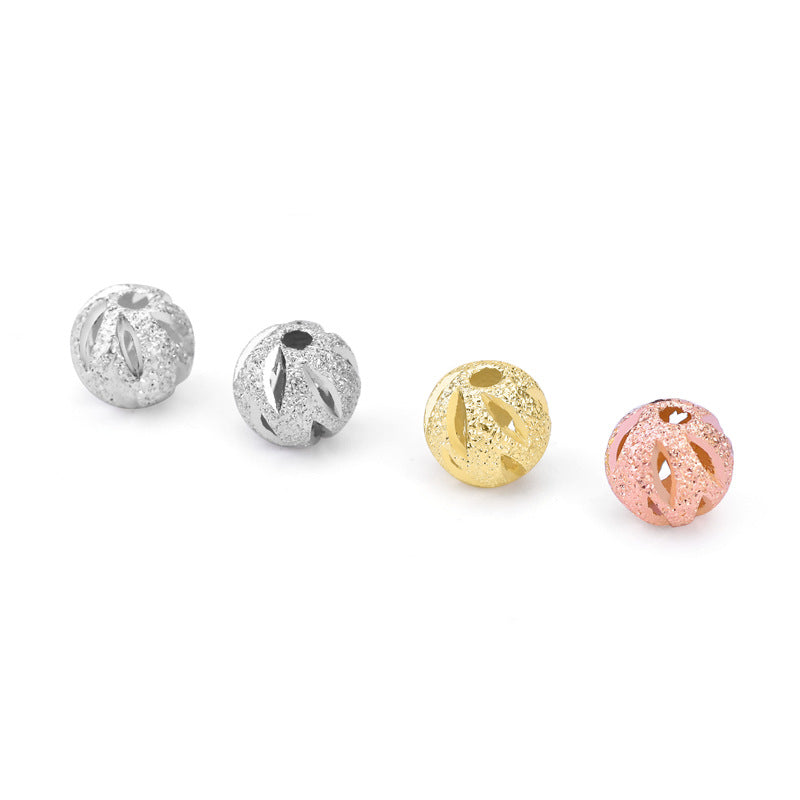 Lovcia Round Hollow 925 Silver DIY Bead 6mm Gold Plated-Jewelry Making Kits-Rose Gold-Rose Gold