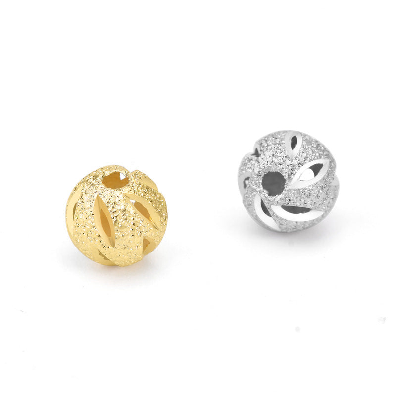 Lovcia Round Hollow 925 Silver DIY Bead 6mm Gold Plated-Jewelry Making Kits-Rose Gold-Rose Gold