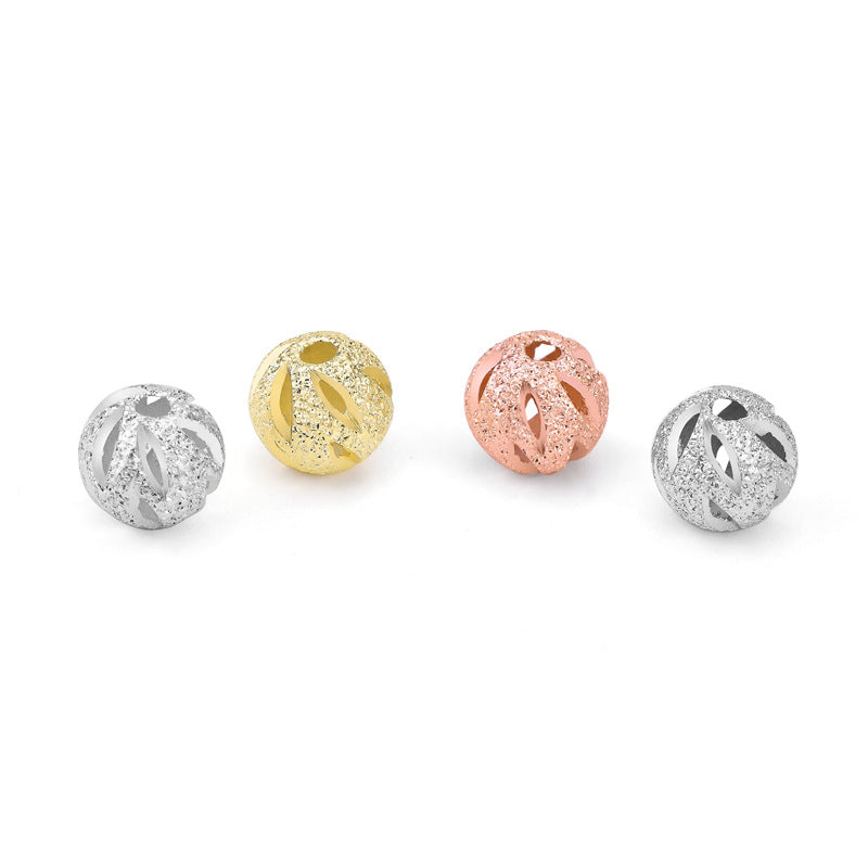 Lovcia Round Hollow 925 Silver DIY Bead 6mm Gold Plated-Jewelry Making Kits-Rose Gold-Rose Gold