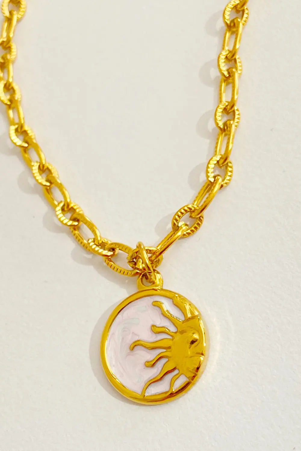 Lovcia Round Pendant Stainless Steel Necklace-Necklaces-Sun-One Size-Sun