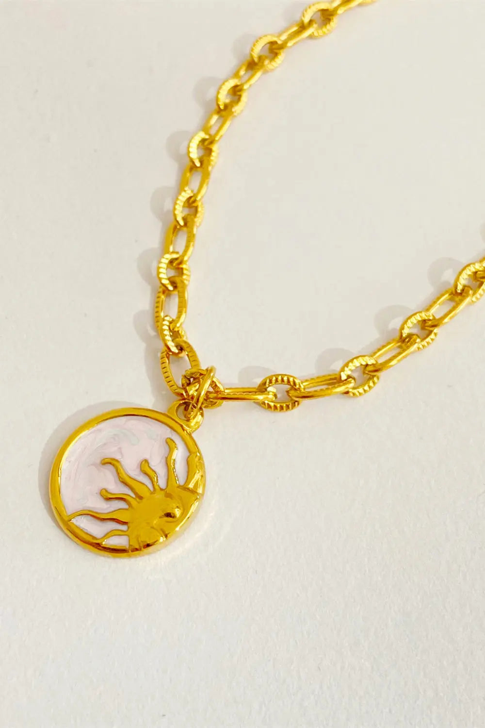 Lovcia Round Pendant Stainless Steel Necklace-Necklaces-Sun-One Size-Sun