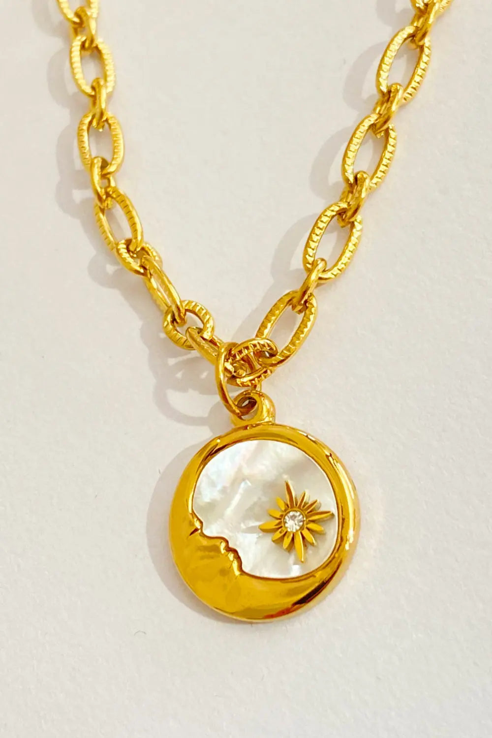 Lovcia Round Pendant Stainless Steel Necklace-Necklaces-Sun-One Size-Sun