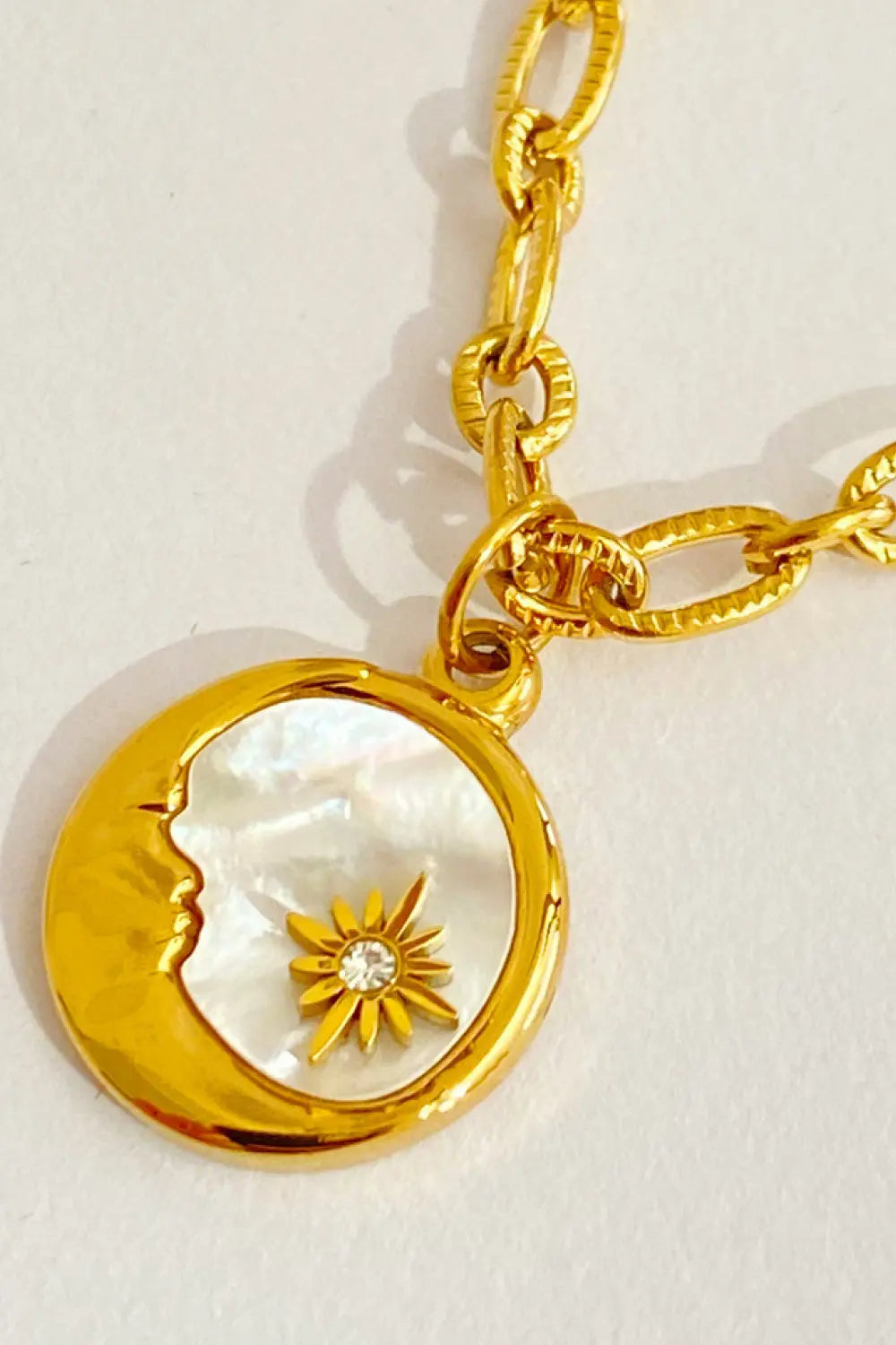 Lovcia Round Pendant Stainless Steel Necklace-Necklaces-Sun-One Size-Sun