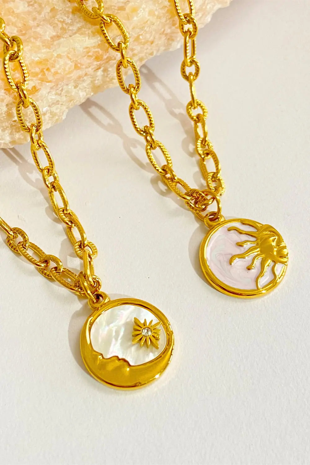 Lovcia Round Pendant Stainless Steel Necklace-Necklaces-Sun-One Size-Sun