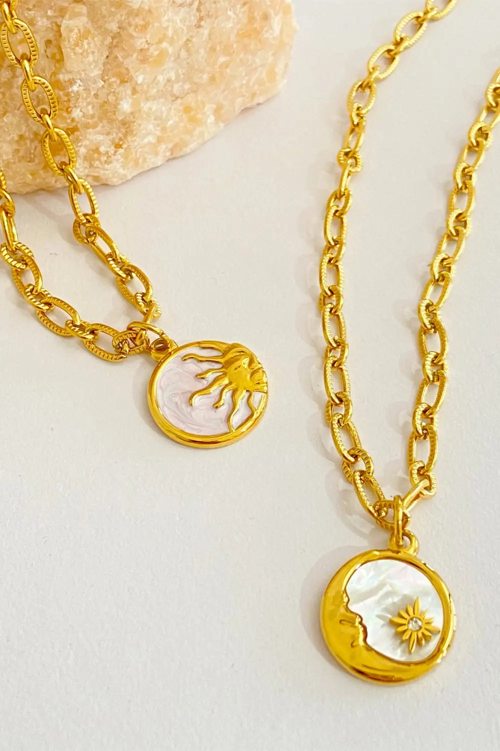 Lovcia Round Pendant Stainless Steel Necklace-Necklaces-Sun-One Size-Sun