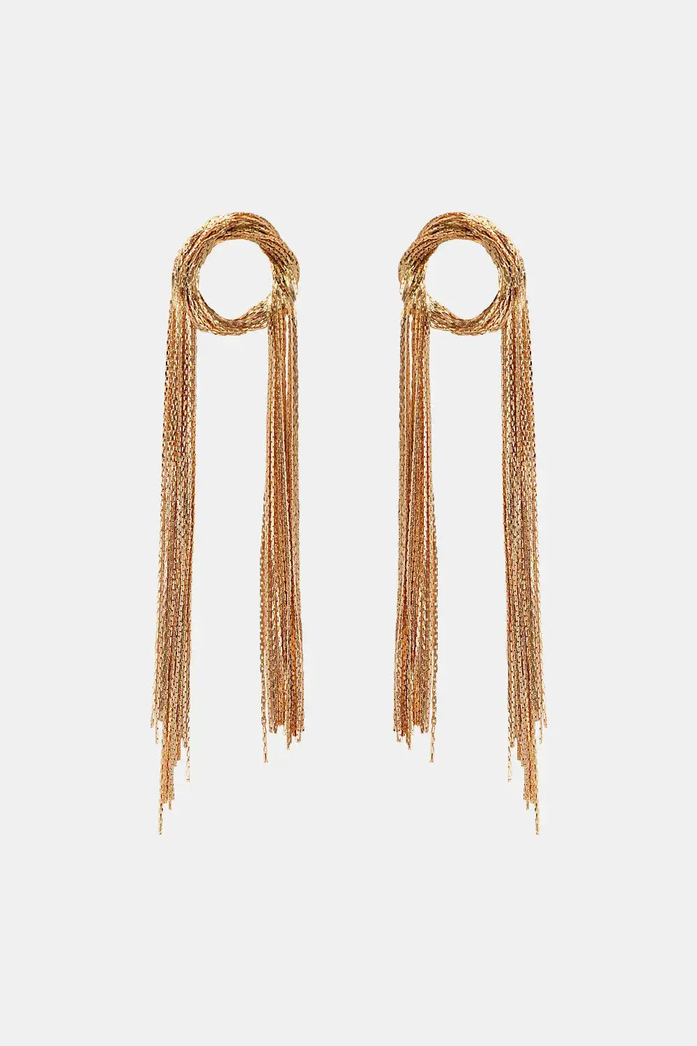 Lovcia Round Shape Fringed Copper Earrings-Earrings-Gold-One Size-Gold