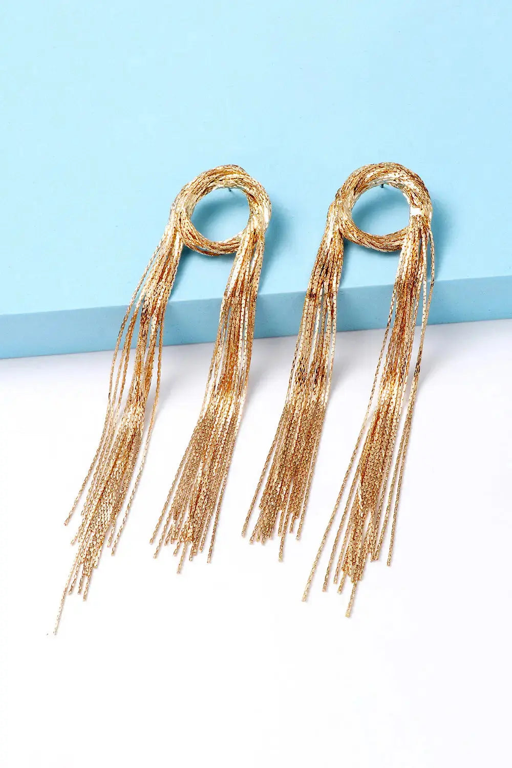 Lovcia Round Shape Fringed Copper Earrings-Earrings-Gold-One Size-Gold