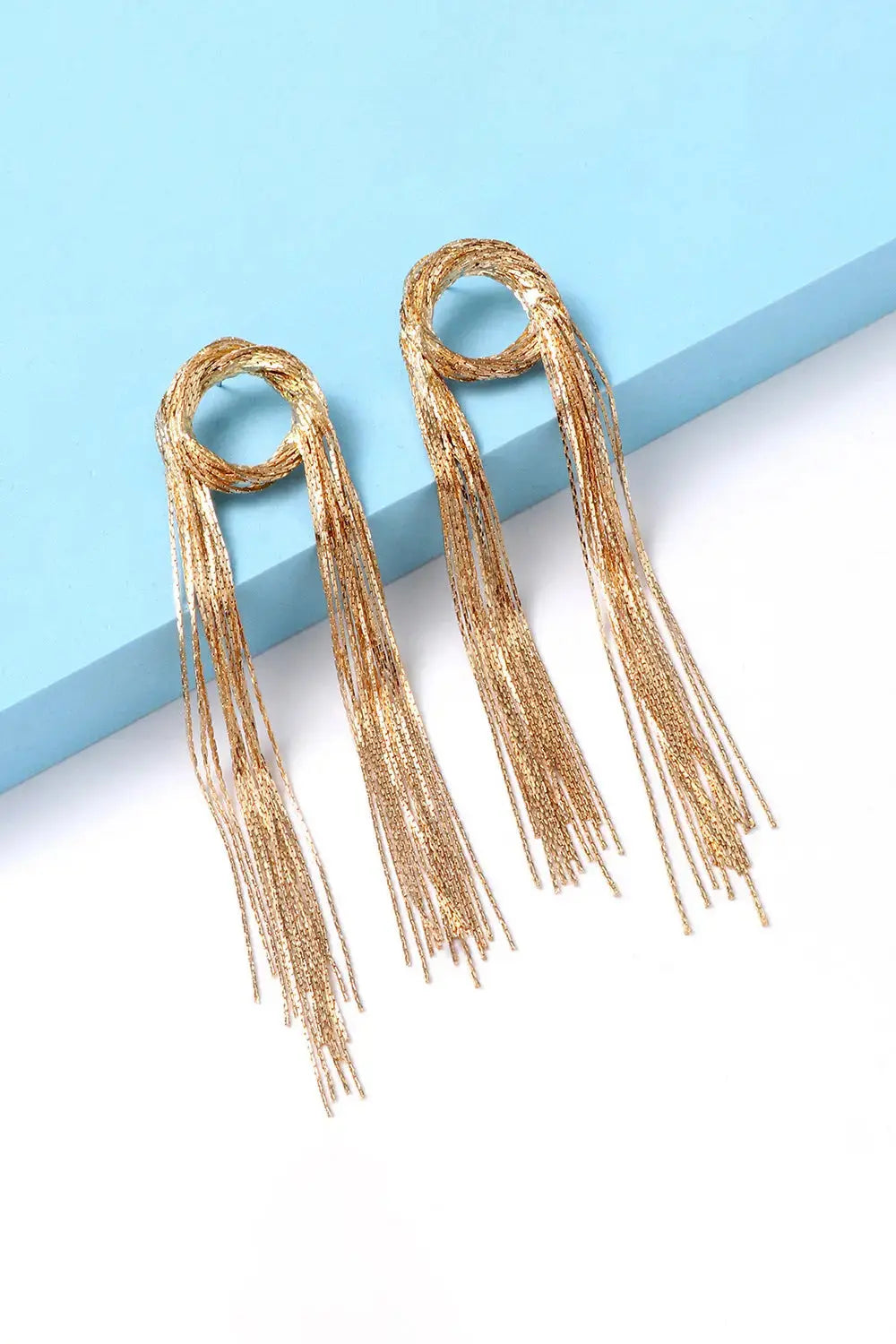 Lovcia Round Shape Fringed Copper Earrings-Earrings-Gold-One Size-Gold