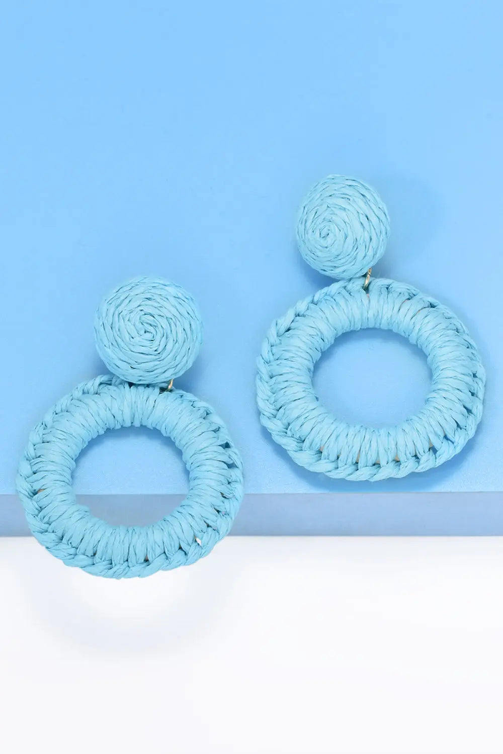 Lovcia Round Shape Raffia Grass Dangle Earrings-Earrings-Cobalt Blue-One Size-Cobalt Blue
