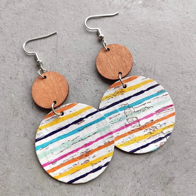 Lovcia Round Shape Wooden Dangle Earrings-Earrings-Style A-One Size-Style A