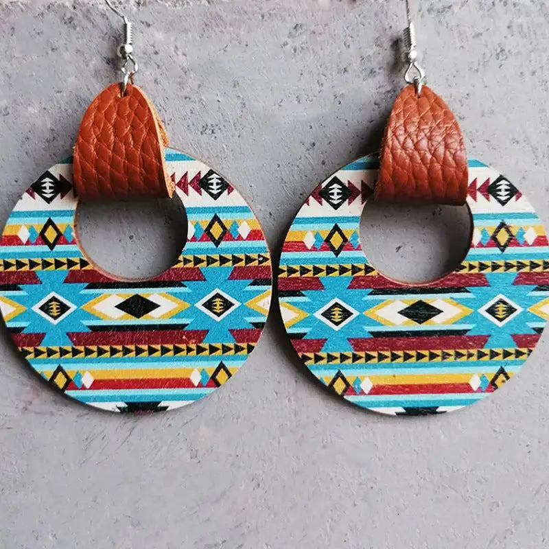 Lovcia Round Shape Wooden Dangle Earrings-Earrings-Style A-One Size-Style A