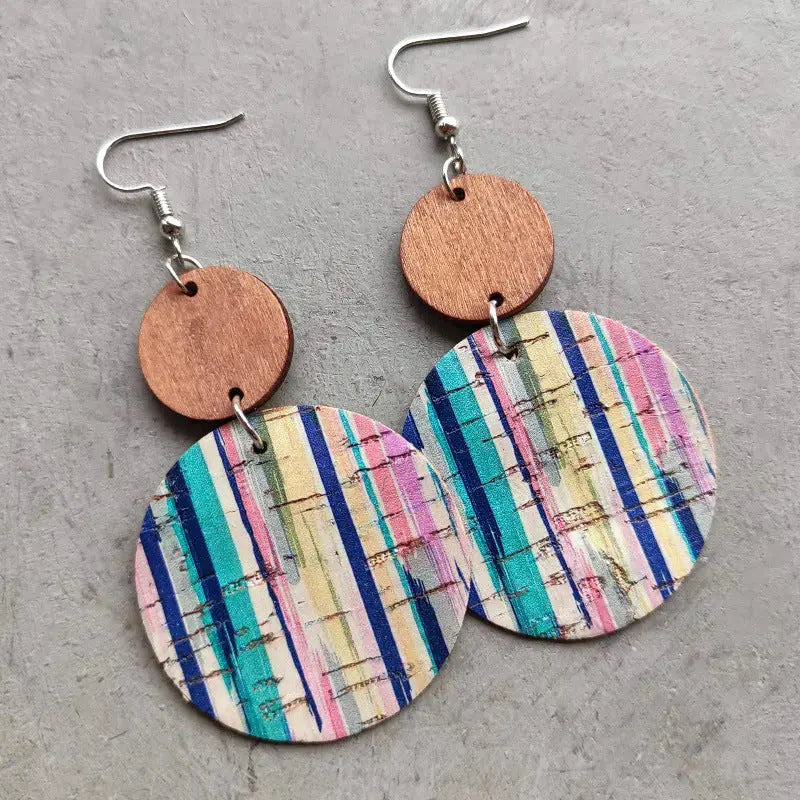 Lovcia Round Shape Wooden Dangle Earrings-Earrings-Style B-One Size-Style B