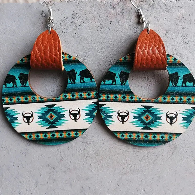 Lovcia Round Shape Wooden Dangle Earrings-Earrings-Style C-One Size-Style C