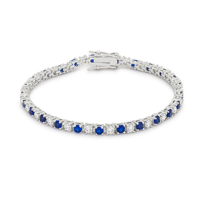 Lovcia Royal Blue Cubic Zirconia Rhodium-Plated Tennis Bracelet-Bracelets-