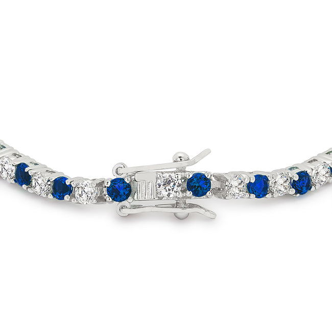 Lovcia Royal Blue Cubic Zirconia Rhodium-Plated Tennis Bracelet-Bracelets-