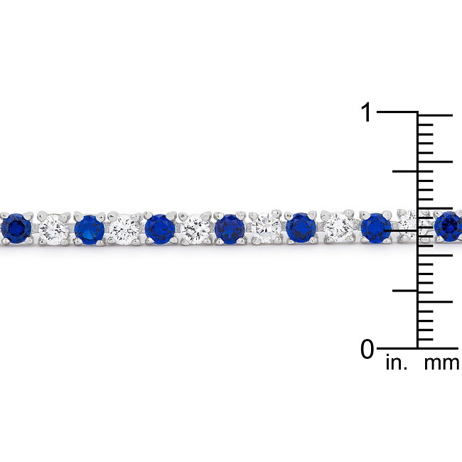 Lovcia Royal Blue Cubic Zirconia Rhodium-Plated Tennis Bracelet-Bracelets-