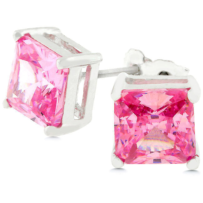 Lovcia Royal Princess Cut Sterling Silver Stud Earrings-Earrings-