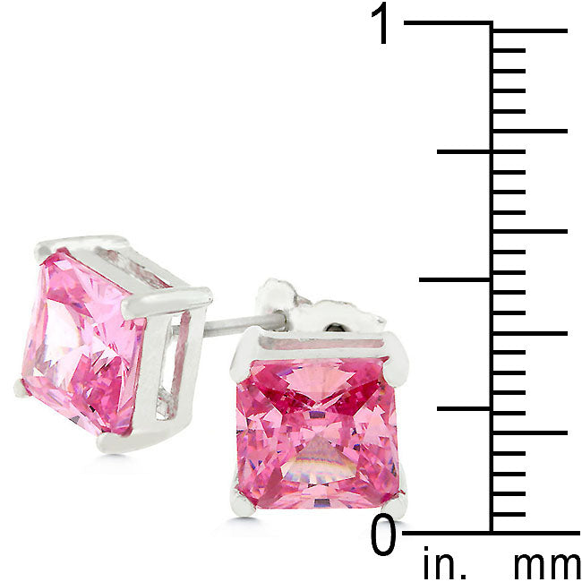 Lovcia Royal Princess Cut Sterling Silver Stud Earrings-Earrings-