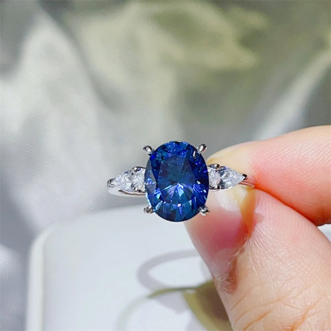 Lovcia Royal Radiance 3 Carat Moissanite 925 Sterling Silver Ring for Women - Royal Blue-5- - Buy latest trendy Rings for Women and Girls