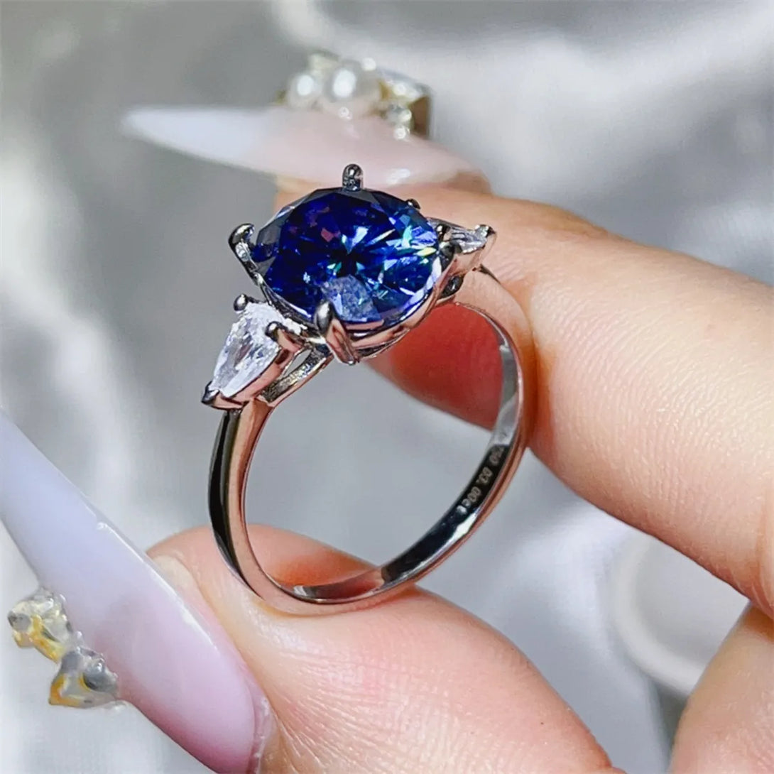 Lovcia Royal Radiance 3 Carat Moissanite 925 Sterling Silver Ring for Women - Royal Blue-5- - Buy latest trendy Rings for Women and Girls