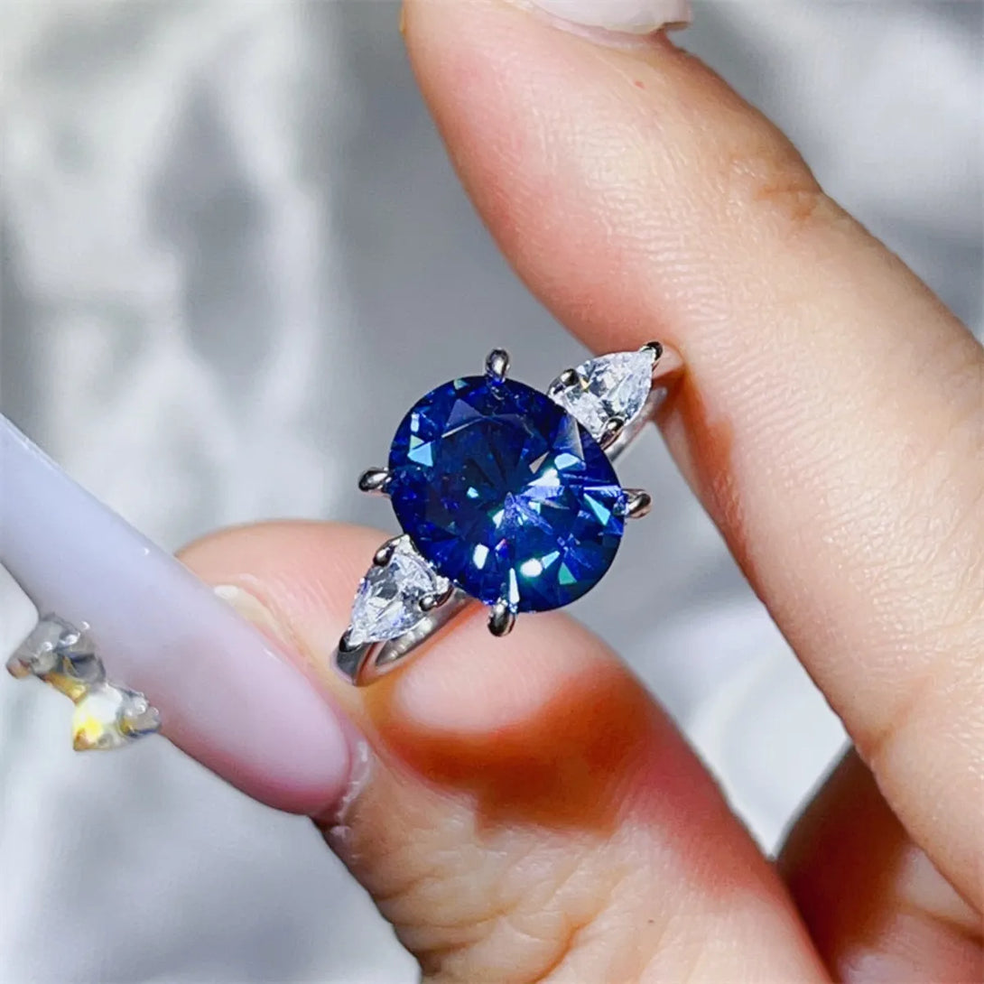Lovcia Royal Radiance 3 Carat Moissanite 925 Sterling Silver Ring for Women - Royal Blue-5- - Buy latest trendy Rings for Women and Girls