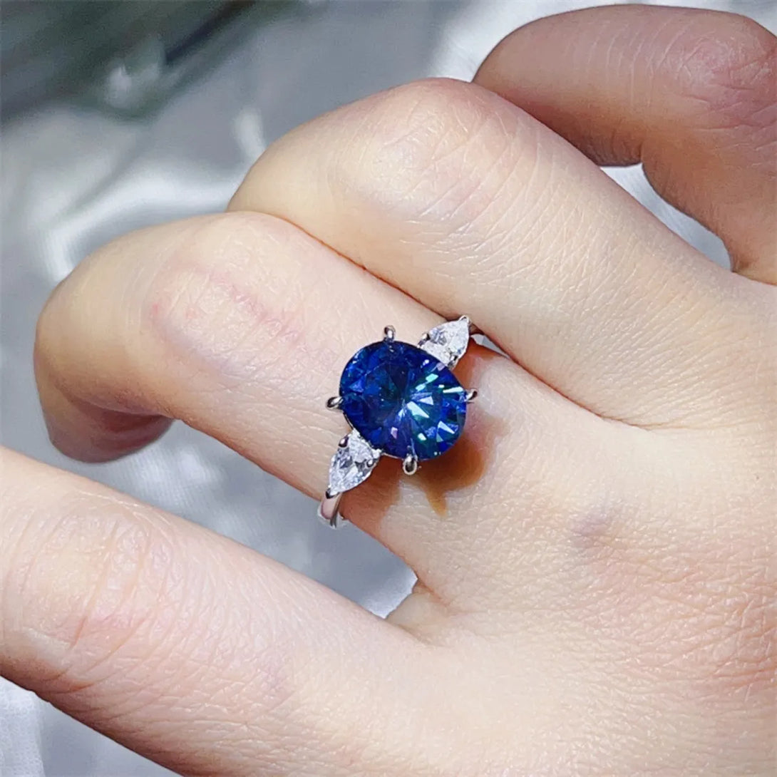 Lovcia Royal Radiance 3 Carat Moissanite 925 Sterling Silver Ring for Women - Royal Blue-5- - Buy latest trendy Rings for Women and Girls