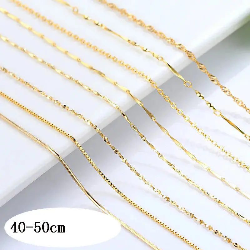 Lovcia S925 Silver Necklace Gold Plated Chain Necklace Clavicle Chain Gold Color Gold Necklace-Necklaces-A-A