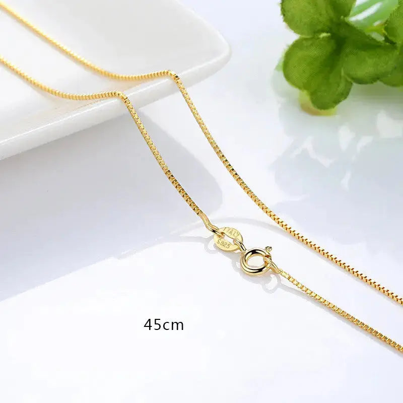 Lovcia S925 Silver Necklace Gold Plated Chain Necklace Clavicle Chain Gold Color Gold Necklace-Necklaces-B-B